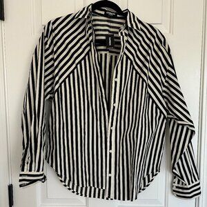 Cotton-Blend Striped Boyfriend Portofino Shirt - NWT